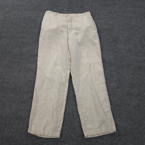 J Crew Pants Mens 34x31 Sand White 100% Linen Casual Preppy Beach Trouser - Picture 1 of 9